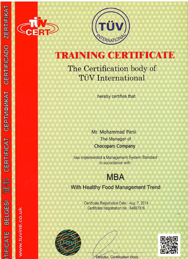 trainig certificate